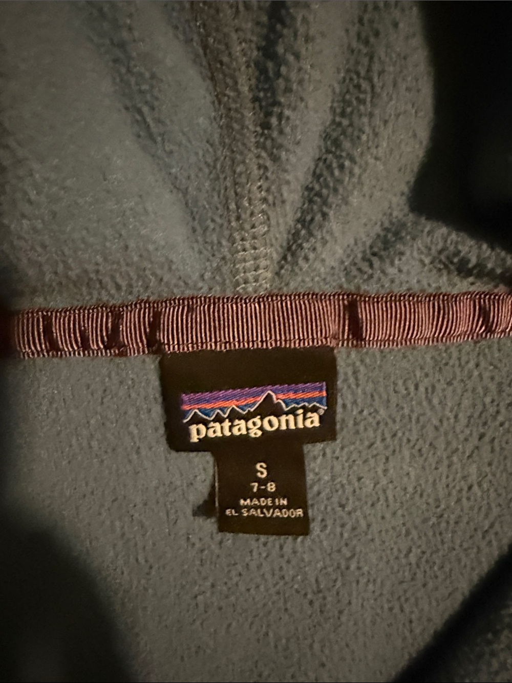 Patagonia Kids Two-Tone Blue Hooded Fleece Jacket with Chest Pocket - Picture 3 of 4